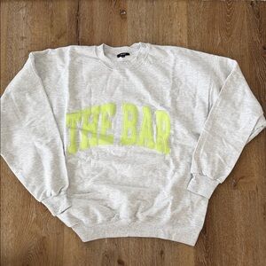 THE BAR Gray Crewneck Sweater with Yellow Accents